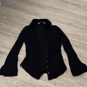 Zara Black Button-Down Shirt with Collared Neck